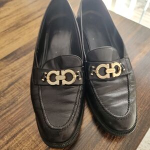 Salvatore Ferragamo ROLO Leather Loafers Shoes  Black 9 C